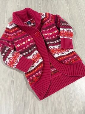 4/$20 Baby Gap Children’s Fuchsia Patterned Cardigan Sweater 3